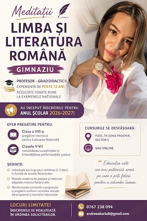 Meditații la Limba și literatura română (gimnaziu) | Limba română și Matematică (clasele I-IV)