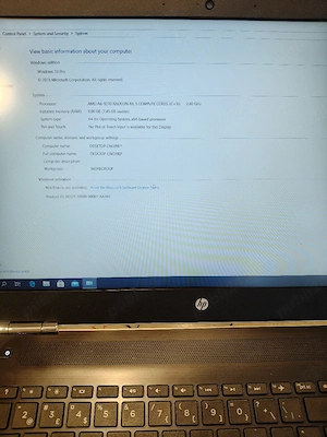 Hp Pavilion AMD A6 2,4ghz RAM 8GB SSD 250gb baterie