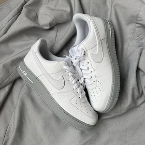 Pantofi Sport Nike Air Force 1 Rubber Swoosh Gri Alb -100% originali