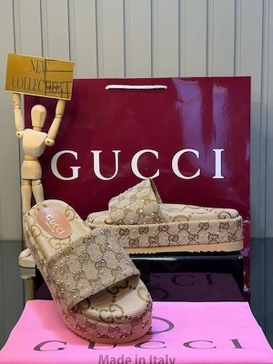 papuci dama Gucci cu pietricele 