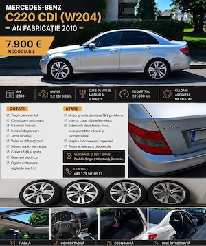 Mercedes-Benz C220 CDI W204   2010   2.2 Diesel   6 trepte - imagine 10