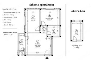 Vând apartament cu living + 2 dormitoare - Floresti, Str Cetății, zona Jysk - imagine 10