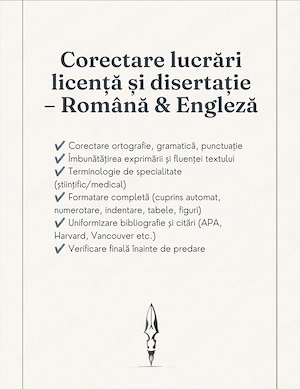 Corectare și formatare lucrări de licență disertație (RO EN)