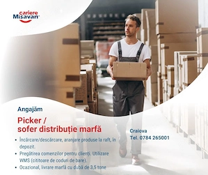 Lucrator in depozit - sofer distributie marfa - Craiova