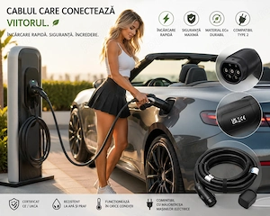 Cablu încărcare NOU Type 2 – 22 kW, 32A, 7 m – Compatibil Tesla, BMW, VW, Mercedes, Audi, Hyundai - imagine 2