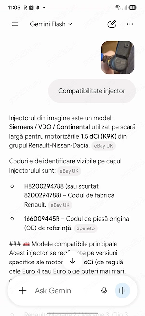 Injector Siemens VDO Continental 1.5 dCi Renault - Dacia - Nissan | Cod 166009445R / 8200294788 - imagine 3