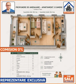 De vanzare: Apartament cu 3 camere in Titan | Comision 0! - imagine 10