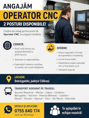 Operator CNC Belciugatele, Calarasi