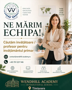 Căutăm învățătoare  profesor învățământul primar - școală privată Timișoara