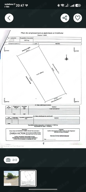 Teren intravilan 1.897 mp   Merei, Buzău | Utilități | Asfalt | 3 km de Sărata Monteoru - imagine 2