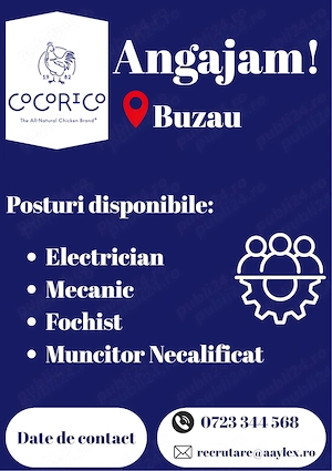 Angajam personal la punctul de lucru din Buzau!