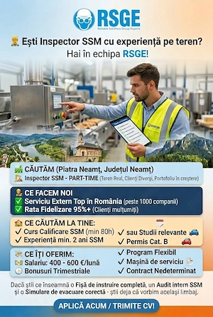 Ești Inspector SSM cu experiență pe teren? Hai în echipa RSGE!