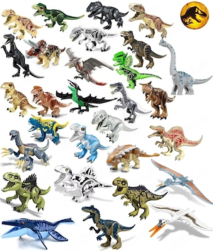 Figurine Dinozauri 30cm tip Lego Jurassic World: T-Rex, Indominus Rex, Indoraptor sau Carnotaurus