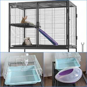Pachet complet cusca Vevor cu etaj pentru chinchilla, iepuri, dihori, rozatoare