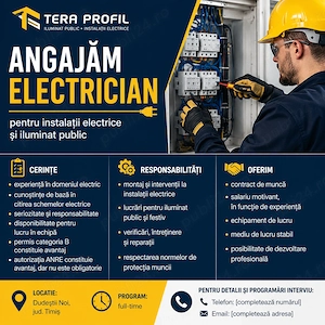 Angajam electrician pentru instalatii electrice