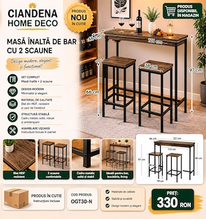 Set masa de bar cu 2 scaune(OGT30-N)