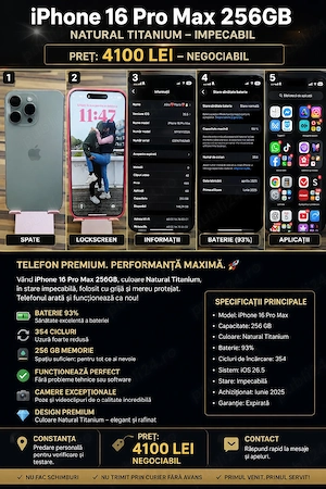vand iphone 16 Pro Max 256 GB