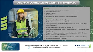  Angajam controlori de calitate in Timisoara