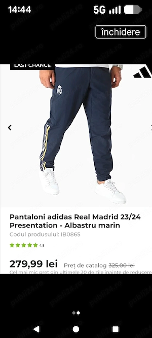 Pantaloni trening Adidas Real Madrid mărimea S 