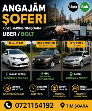 Cautam sofer partener Uber Bolt