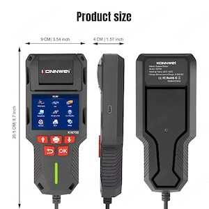 KONNWEI KW700 - Analizor / Tester Baterie Auto 12V / 24V Profesional cu Imprimanta Integrata - NOU - imagine 9