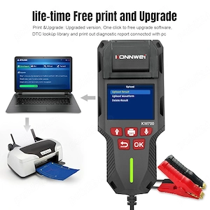 KONNWEI KW700 - Analizor / Tester Baterie Auto 12V / 24V Profesional cu Imprimanta Integrata - NOU - imagine 8