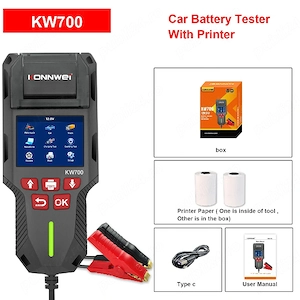 KONNWEI KW700 - Analizor / Tester Baterie Auto 12V / 24V Profesional cu Imprimanta Integrata - NOU - imagine 6