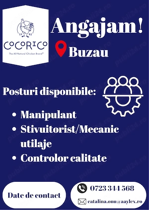 Angajam personal la punctul de lucru din Buzau!