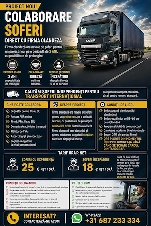 angajez sofer camion cu PFA sau SRL