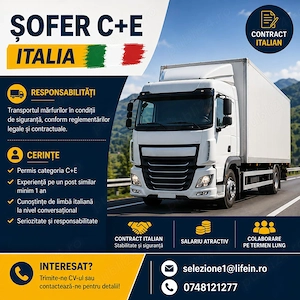 Recrutam  Sofer  C+E in Italia