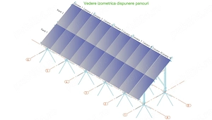 Structura metalica zincata cu fixare in sol tip "radacini copac" pentru panouri fotovoltaice