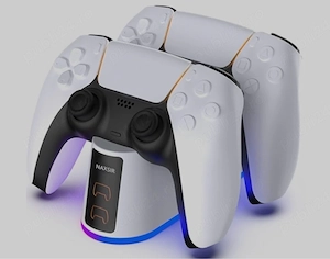 Statie incarcare controller PS5, NAXSIR, 7 efecte de iluminare, alb