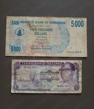 Mix bancnote vechi Africa (Gambia și Zimbabwe)