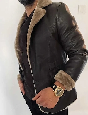 Geacă tip Cojoc Aviator Schdarrow Knhor   nouă   stil shearling