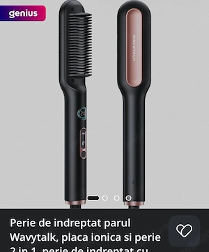 Perie de indreptat parul Wavytalk, placa ionica si perie 2 in 1, perie de indreptat cu ceramica anti