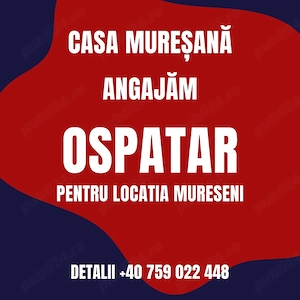 Casa muresana Mureseni angajeaza ospatari