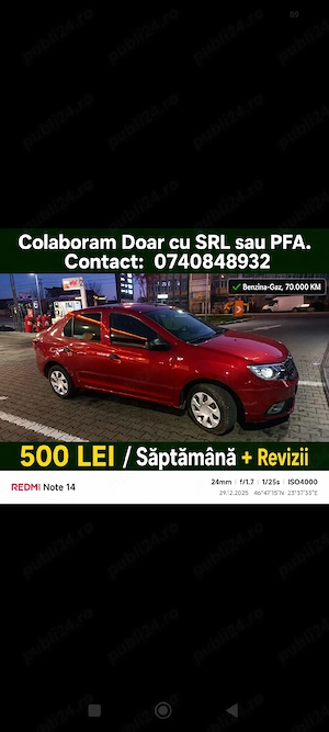 Societate Comerciala Autorizata UBER, Inchiriaza Dacia Logan Benzina Gaz, An Fabricatie 2020. - imagine 4