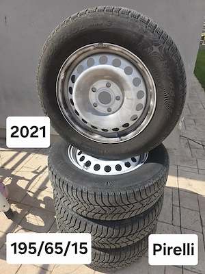 Set 4 jante otel 5x112 echipate cu anvelope MS 195/65/15 Pirelli 2021