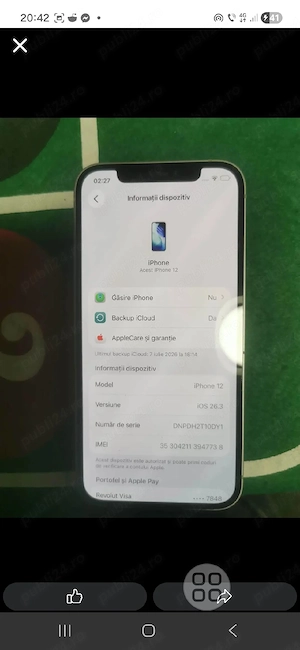 vând iPhone 12 de 128 gb