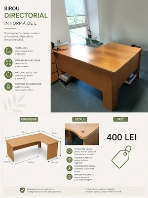 Birou manager in forma de L