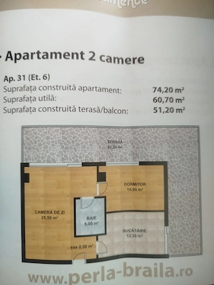 Apartament 2 camere | Etaj 6 | Terasă 45 mp | Parcare subterană |  Str. Plevna - imagine 5