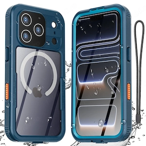 Husă Magnetică IP68 pentru iPhone 17 Pro, MagSafe, Impermeabilă, Antișoc, Albastru