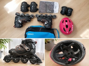 Role copii Oxelo 35 38 + cască + protecții + husă   set complet