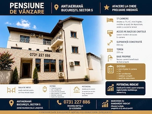 VANZARE -  INVESTITIE -  UNITATE HOTELIERA -  AFACERE LA CHEIE -  17 CAMERE -  ZONA - ANTIAERIANA  -