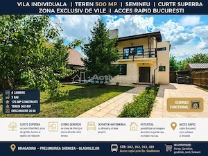 Vanzare  - Casa  Individuala - Prelungirea Ghencea – Gladiolelor - Teren 500 MP -  Semineu -  4 Came
