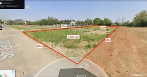 Teren intravilan 1000 mp, Dublă deschidere, Utilități la hotar, 57  mp - imagine 2
