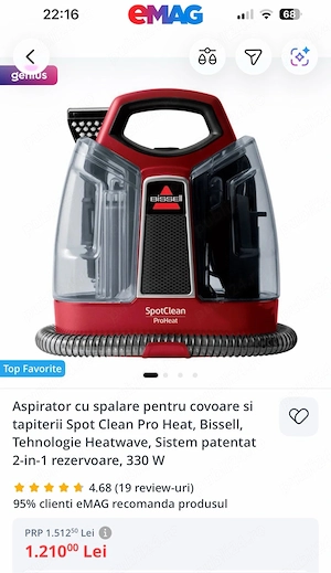 Bisell Aspirator cu spalare pentru covoare si tapiterii Spot Clean Pro Heat