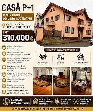 Casă P+1 ideală pentru locuință și activitate în Târgu Jiu