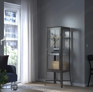 Vitrină cu ușă din sticlă FABRIKÖR  design modern, gri închis