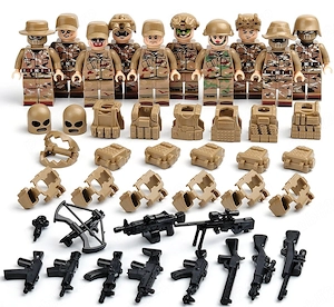 Set 10 Minifigurine tip Lego SWAT Antitero cu echipament tactic bej